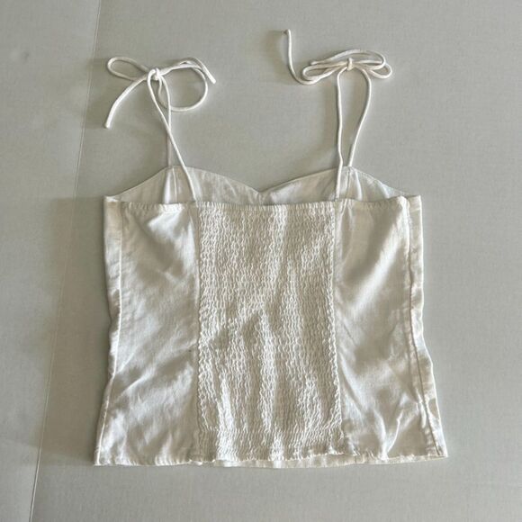Old Navy, White Linen Spaghetti Strap Tie Tank, szST, Clean, Costal, Tomato Girl - Picture 4 of 5